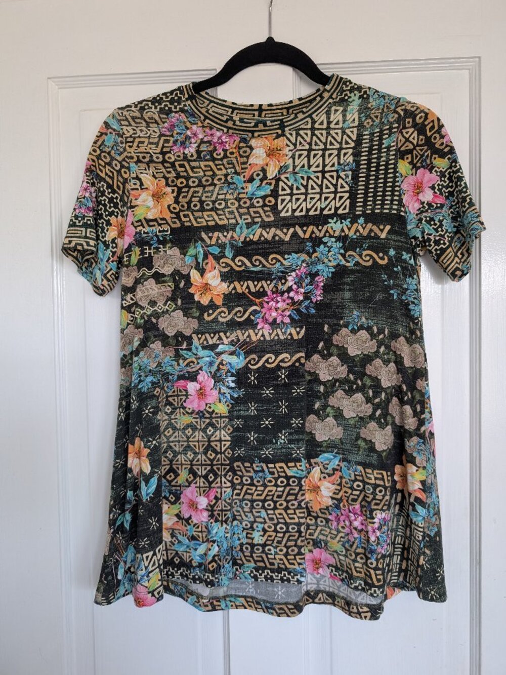 Johnny Was Weller Favorite Floral Crew Neck Tee Short Sleeve Womens Sz XS
